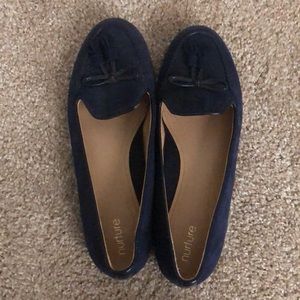 Navy blue tasseled loafers